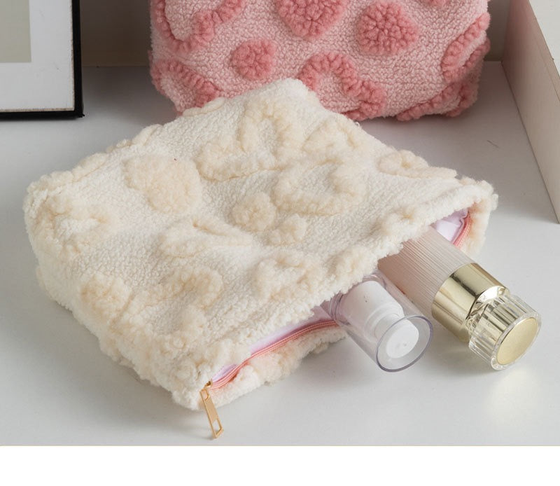Plush Teddy Heart Makeup Bag